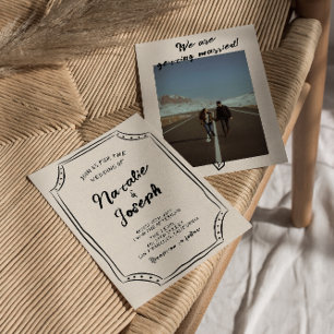 Hand Written Scribble Modern Quirky Photo Wedding Invitation