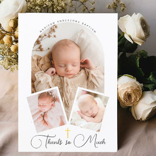 Hand-Written Script Religious Baptism Thank You Card