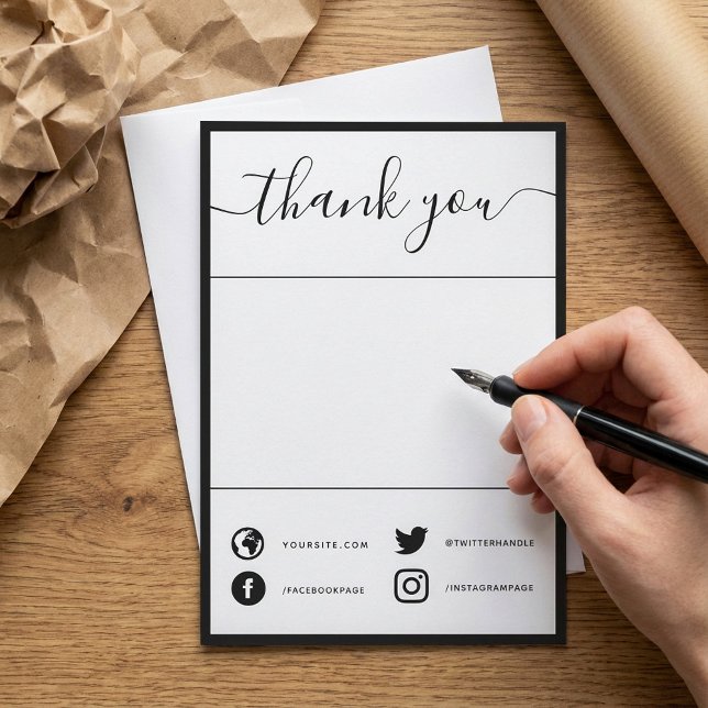  Hand written simple social thank you insert card (Hand written simple social thank you insert card.)