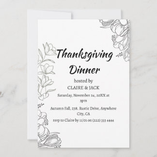 Hand written Thanksgiving Dinner Invitation