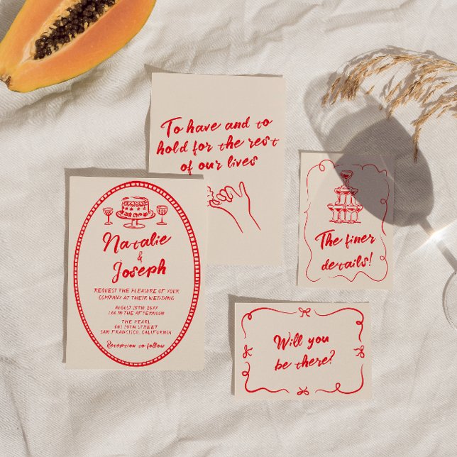 Hand-Written Vintage Unique Modern Quirky Wedding Invitation (Creator Uploaded)