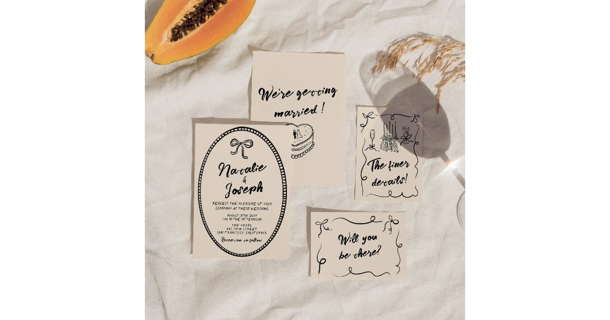 Hand Written Vintage Unique Modern Quirky Wedding Invitation | Zazzle