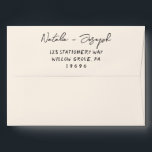 Hand Written Whimsical Retro Trendy Modern Wedding Envelope<br><div class="desc">A retro modern hand written bright black and white wedding envelope. Which features bold whimsical  bride and groom's names in black  and creamy background color. And  personalized return address . Which suits the whole wedding suite.</div>