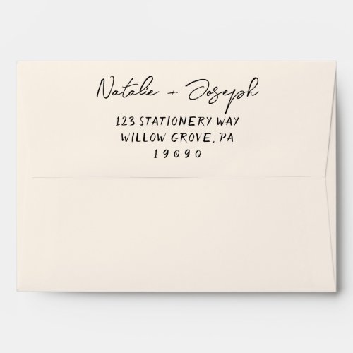 Hand Written Whimsical Retro Trendy Modern Wedding Envelope