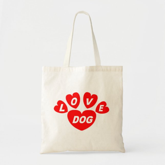 Handbag Love Dog Hearts Red (Front)