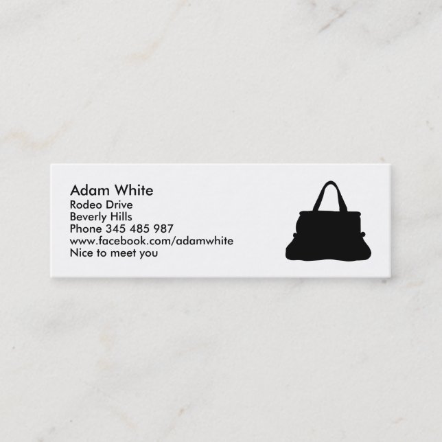 Handbag Mini Business Card (Front)