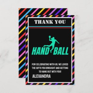 Handball Birthday Party, Handball Girl Player Thank You Card