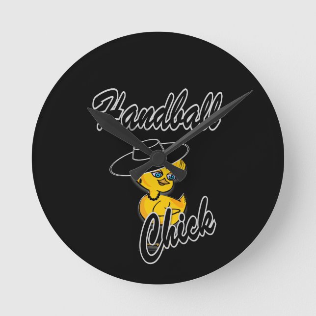 Handball Chick #4 Round Clock (Front)
