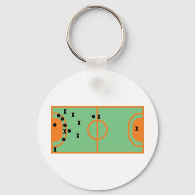 handball field with players icon keychain (Front)