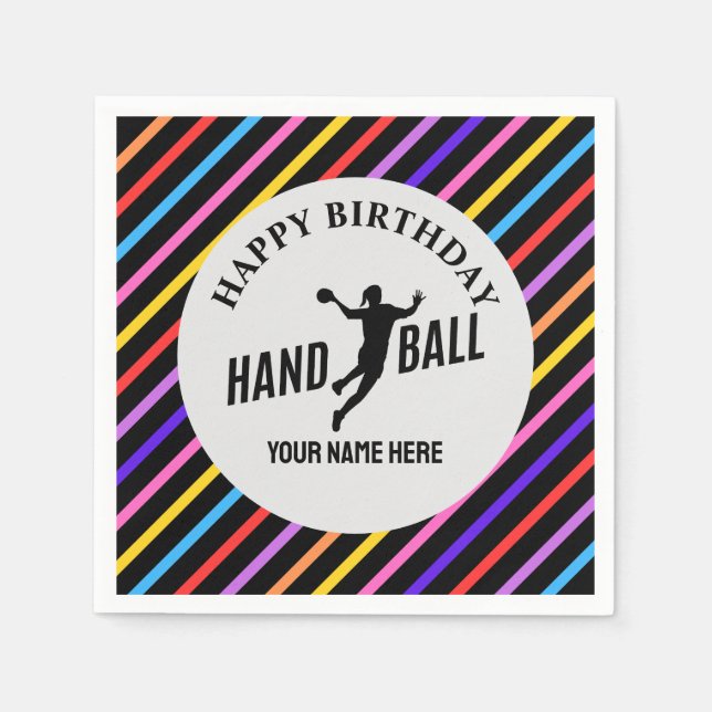 Handball Girl Birthday, Handball Player Gift Napkins (Front)