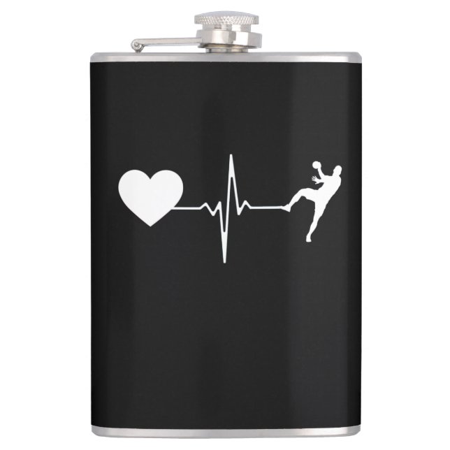 Handball Handball Player Heartbeat Flask (Front)