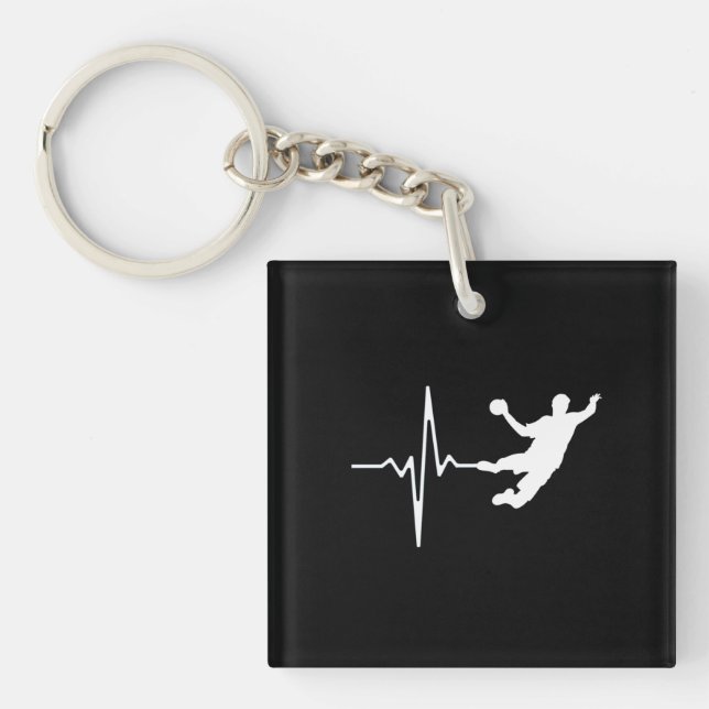 Handball - Handball Player Heartbeat  Keychain (Front)