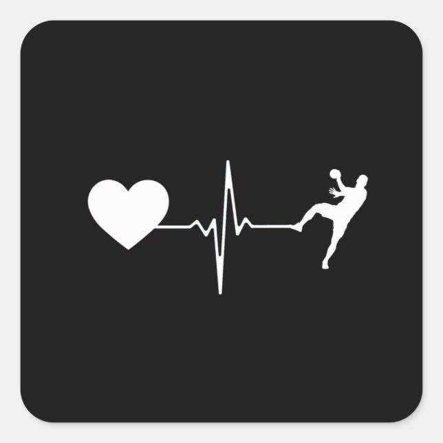Handball Handball Player Heartbeat Square Sticker (Front)