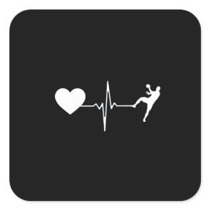 Handball Handball Player Heartbeat Square Sticker