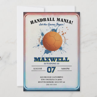 Handball Mania Birthday Invitation