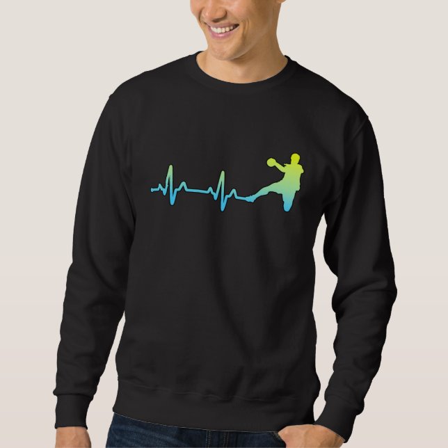 Handball Player Fans Coach Heartbeat Sweatshirt (Front)