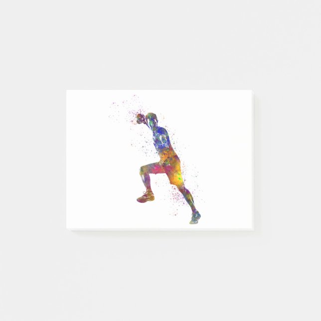 Handball player in watercolor post-it notes (Front)