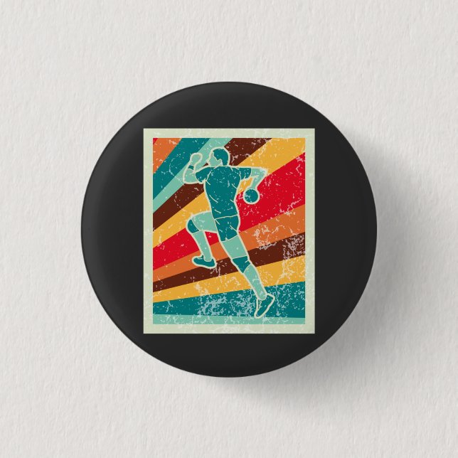 Handball Player Retro Button (Front)