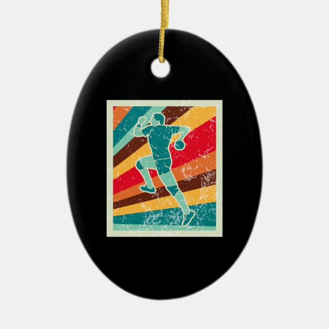 Handball Player Retro   Ceramic Ornament (Front)