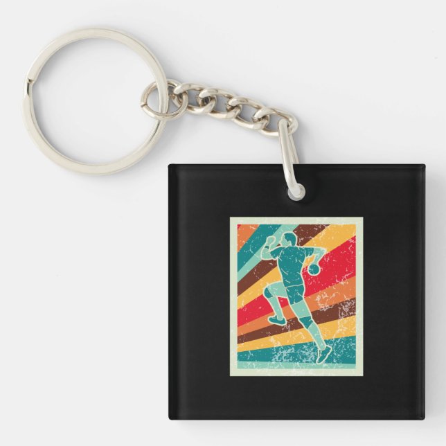 Handball Player Retro Keychain (Front)