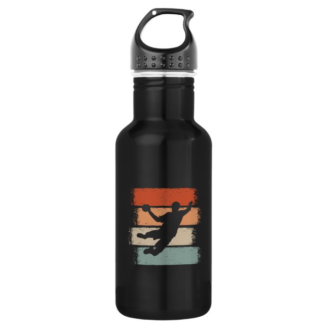 Handball Player Retro Stainless Steel Water Bottle (Front)