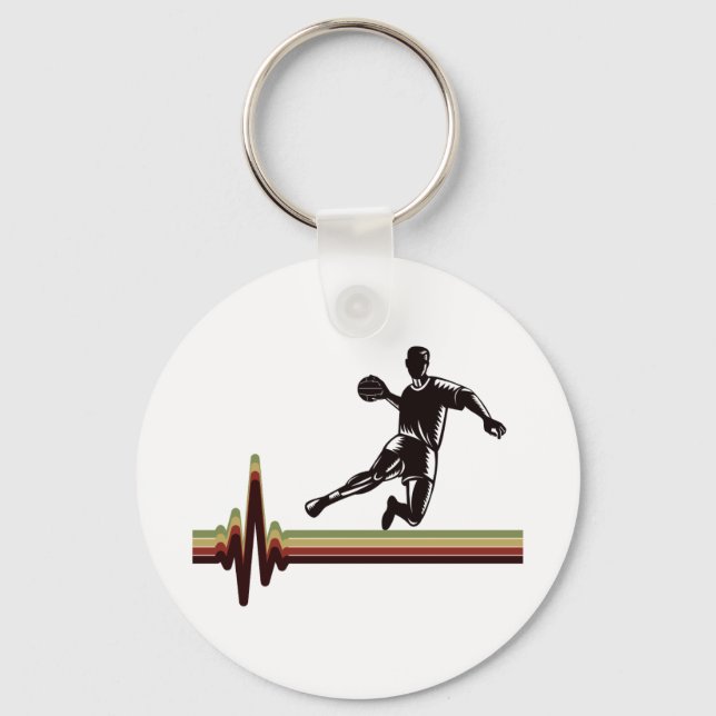 Handball Player Sport Team Handballer Heartbeat  Keychain (Front)