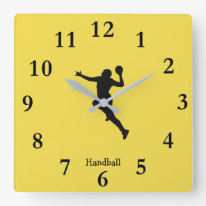 Handball Player Square Wall Clock