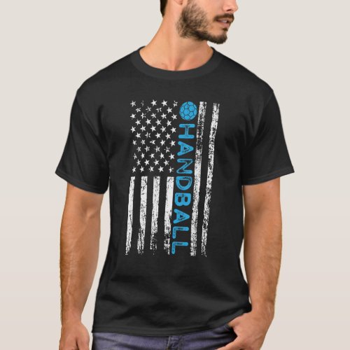 Handball Vintage USA American Flag Handball USA Pa T_Shirt