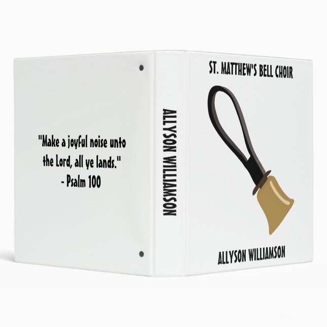 Handbell Choir Ringers Players Personalized 3 Ring Binder (Background)