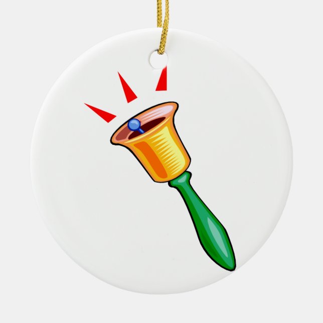 Handbell graphic image, hand chime image ceramic ornament (Front)