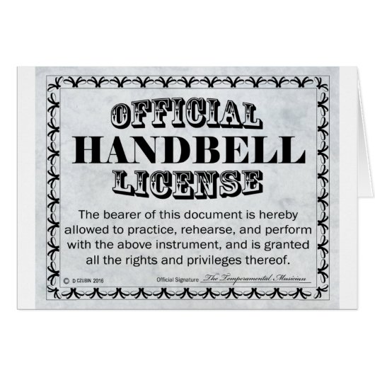 Handbell License (Front Horizontal)