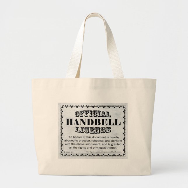 Handbell License Large Tote Bag (Front)