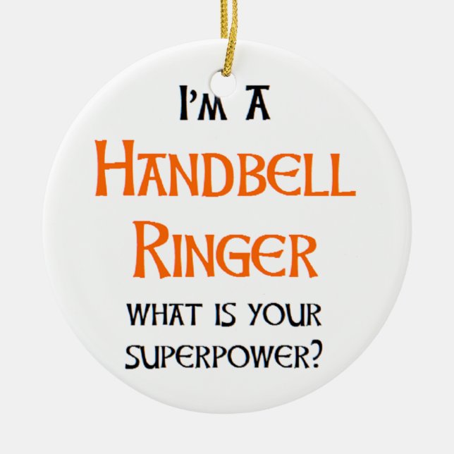 handbell ringer ceramic ornament (Front)