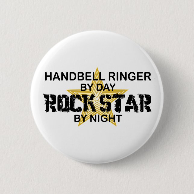 Handbell RInger Rock Star by Night Pinback Button (Front)