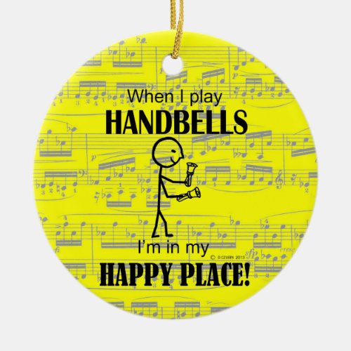Handbells Happy Place Ceramic Ornament