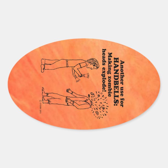 Handbells Zombie Explode Oval Sticker (Front)