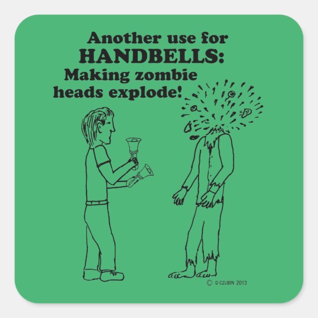 Handbells Zombie Explode Square Sticker (Front)