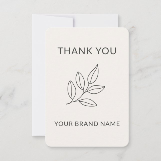 Handcrafted Artisan Minimalist Botanical Label Thank You Card (Front)