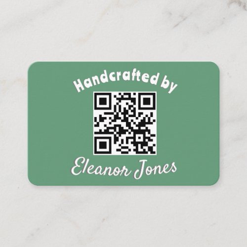 Handcrafted Bespoke Crafts Green QR Code Stylish Business Card