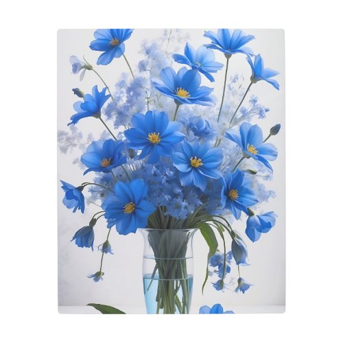 Handcrafted Blue Flower Metal Wall Art