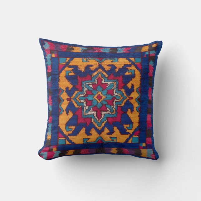 Handcrafted Blue Kilim Lumbar Pillows: Comfort Mee Throw Pillow (Front)