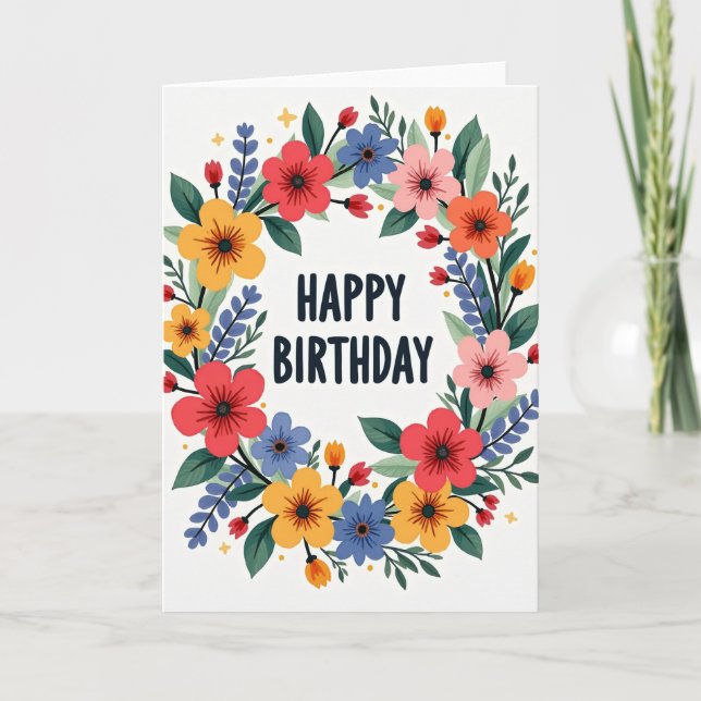 Handcrafted Botanical Birthday Card (Front)