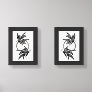 Handcrafted Butterfly Mandala Illustration Wall Art Sets