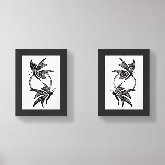 Handcrafted Butterfly Mandala Illustration Wall Art Sets (Front)