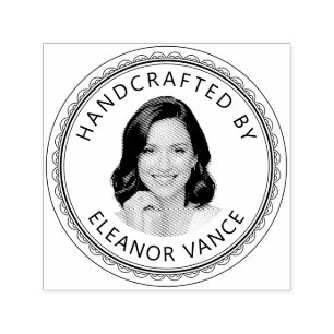 Handcrafted By Name Artisan Photo Portrait Lace Self-inking Stamp