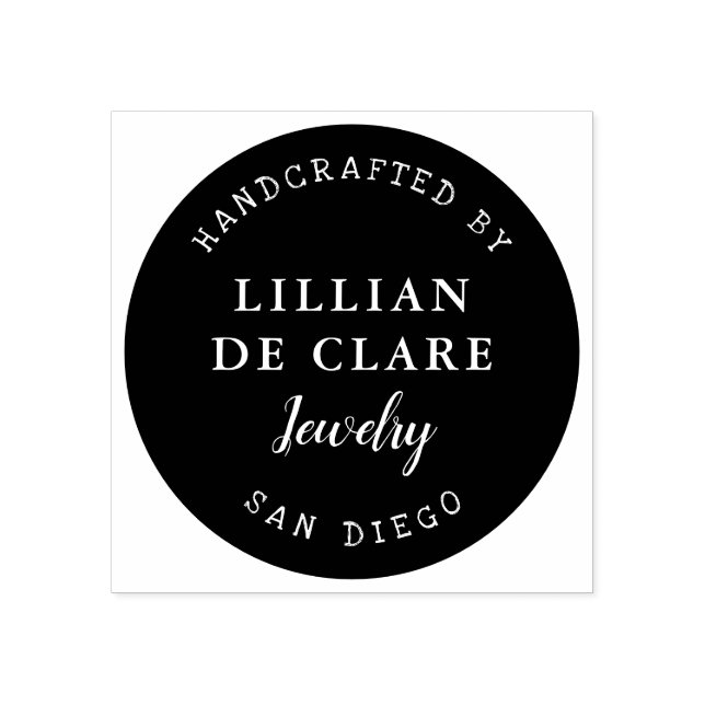 Handcrafted By, Your Business Name, Location Rubber Stamp (Imprint)