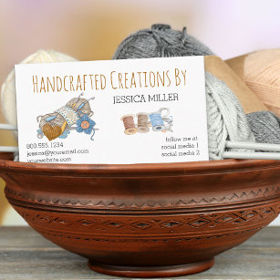 Handcrafted Creations Yarn Sewing White One Sided Business Card