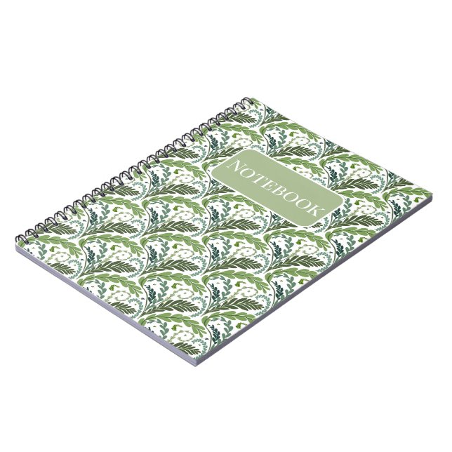 Handcrafted Design Fern Fan Notebook - Greens (Left Side)