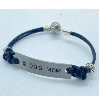 Handcrafted Engraved Plate Leather Bracelet