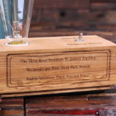 Handcrafted Engraved White Oak Wood Edison Lamp (Front)